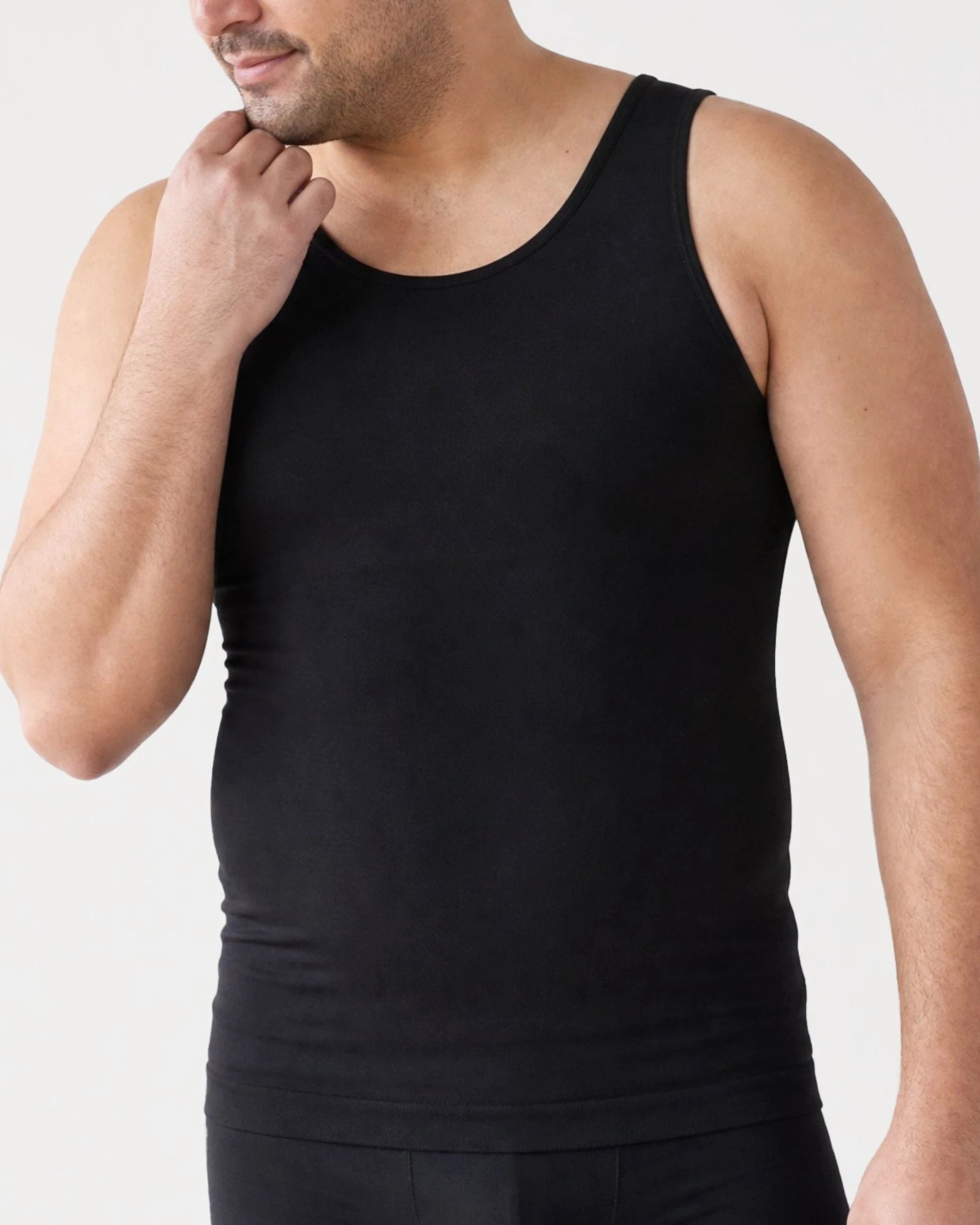Susuro CleanLine men's compression undershirt tank in black, front view