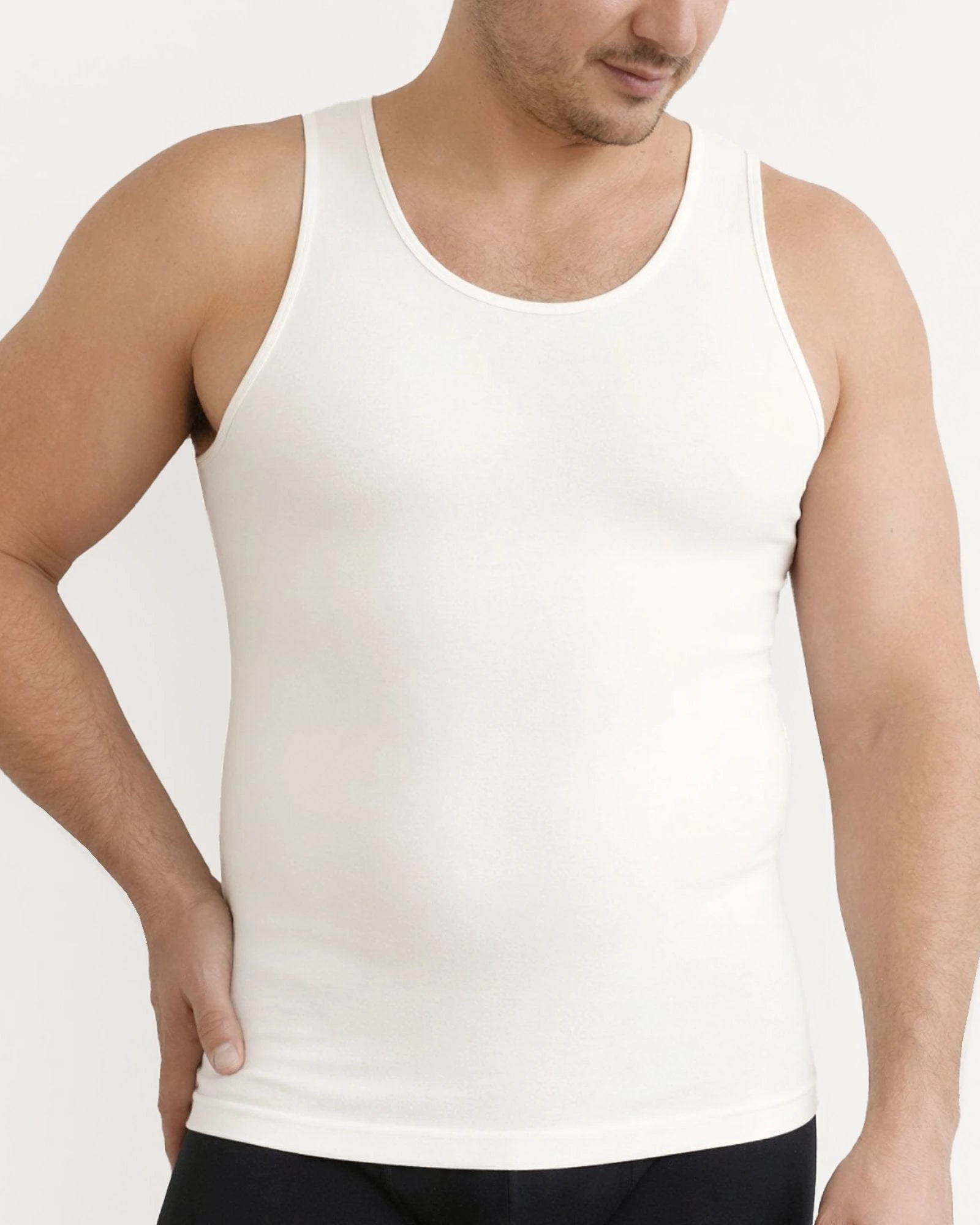 Susuro CleanLine men's compression undershirt tank in white, front view