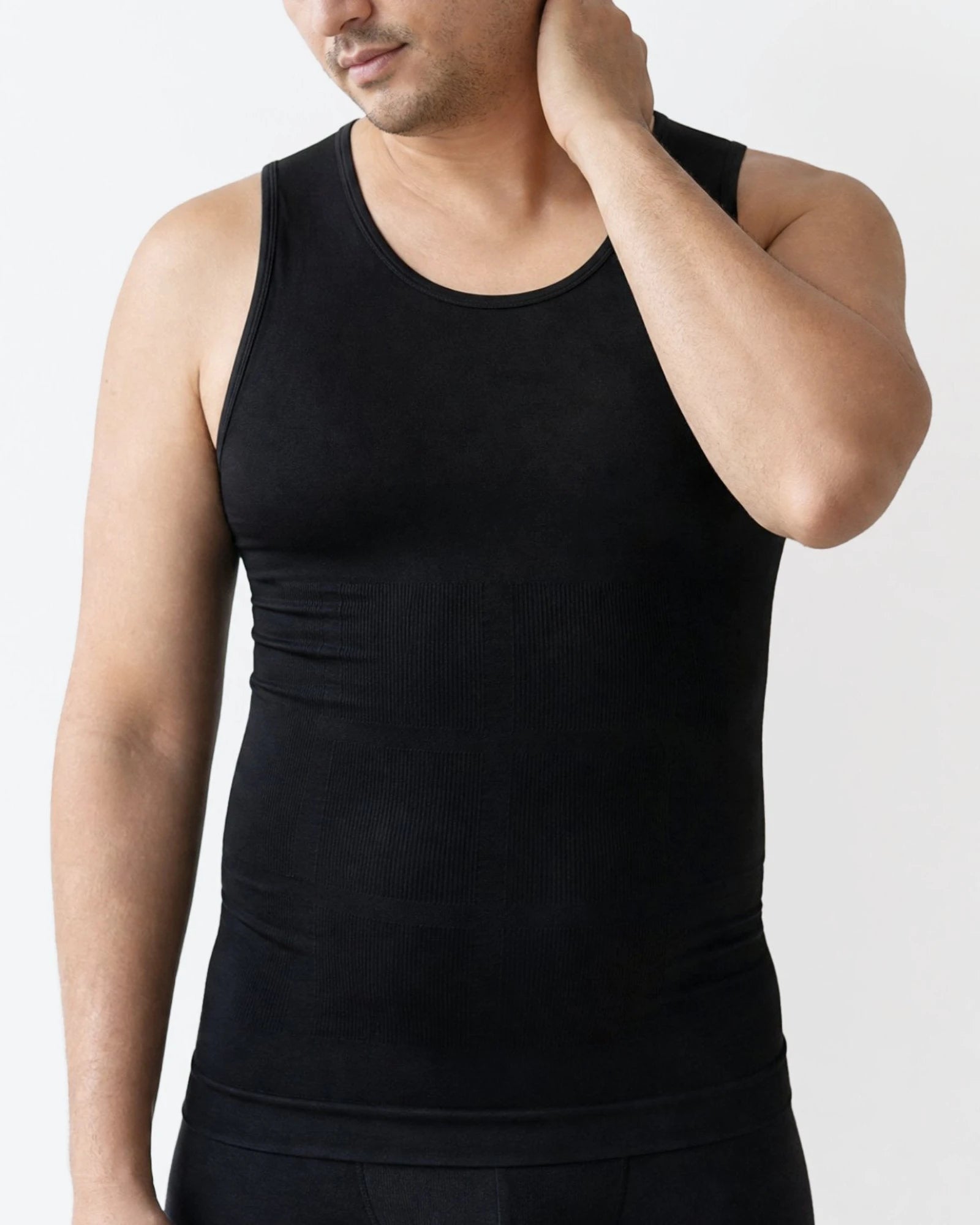Susuro CoreGrid men's tummy control compression tank in white, front view